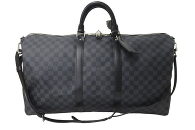 極美品 LOUIS VUITTON ルイヴィトン ボストンバッグ キーポル55 ダミエ グラフィット N41413 ブラック シルバー金具 中古 57419