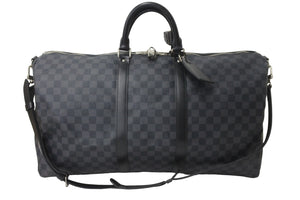 極美品 LOUIS VUITTON ルイヴィトン ボストンバッグ キーポル55 ダミエ グラフィット N41413 ブラック シルバー金具 中古 57419