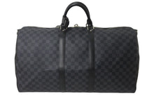 Load image into Gallery viewer, 極美品 LOUIS VUITTON ルイヴィトン ボストンバッグ キーポル55 ダミエ グラフィット N41413 ブラック シルバー金具 中古 57419