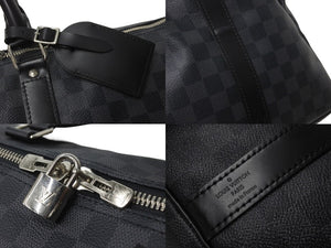 極美品 LOUIS VUITTON ルイヴィトン ボストンバッグ キーポル55 ダミエ グラフィット N41413 ブラック シルバー金具 中古 57419