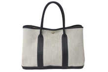 Load image into Gallery viewer, HERMES エルメス ハンドバッグ ガーデンパーティ PM トワルアッシュ グレー ブラック シルバー金具 美品 中古 57016