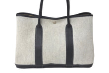 Load image into Gallery viewer, HERMES エルメス ハンドバッグ ガーデンパーティ PM トワルアッシュ グレー ブラック シルバー金具 美品 中古 57016