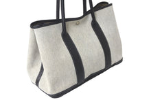 Load image into Gallery viewer, HERMES エルメス ハンドバッグ ガーデンパーティ PM トワルアッシュ グレー ブラック シルバー金具 美品 中古 57016