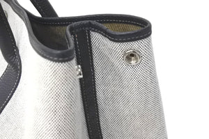 HERMES エルメス ハンドバッグ ガーデンパーティ PM トワルアッシュ グレー ブラック シルバー金具 美品 中古 57016