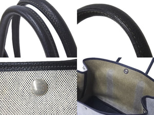 HERMES エルメス ハンドバッグ ガーデンパーティ PM トワルアッシュ グレー ブラック シルバー金具 美品 中古 57016