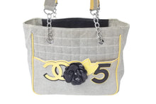 Load image into Gallery viewer, CHANEL シャネル チェーンハンドバッグ カメリア ココマーク No.5 チョコバー パテント キャンバスレザー イエロー 良品 中古 57431