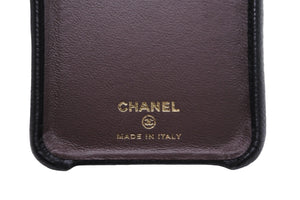 極美品 CHANEL シャネル マトラッセ キャビアスキン X .XS スマホケース ブラック 28番台 iPhoneケース ココマーク 中古 57439