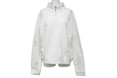 CHROME HEARTS クロムハーツ スウェット Y NOT クロスパッチダガーハーフジップトレーナー ホワイト サイズXS 美品 中古 57441