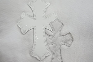 CHROME HEARTS クロムハーツ スウェット Y NOT クロスパッチダガーハーフジップトレーナー ホワイト サイズXS 美品 中古 57441