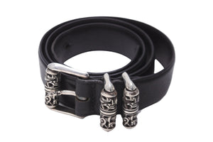 CHROME HEARTS クロムハーツ 3ピース ケルティックローラーベルト レザー シルバ−925 サイズ38 美品 中古 57445