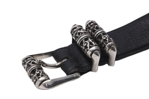 CHROME HEARTS クロムハーツ 3ピース ケルティックローラーベルト レザー シルバ−925 サイズ38 美品 中古 57445
