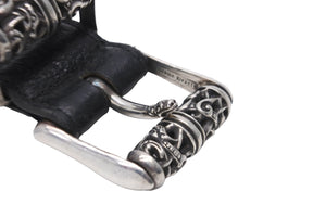 CHROME HEARTS クロムハーツ 3ピース ケルティックローラーベルト レザー シルバ−925 サイズ38 美品 中古 57445