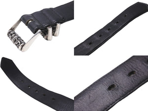 CHROME HEARTS クロムハーツ 3ピース ケルティックローラーベルト レザー シルバ−925 サイズ38 美品 中古 57445