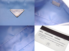 Load image into Gallery viewer, PRADA プラダ テスート ナイロン アクセサリーポーチ 水色 MV633 ハンドバッグ トライアングルロゴ ミニバッグ 美品 中古 57462