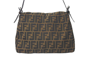 FENDI フェンディ ショルダーバッグ マンマバケット ズッカ柄 キャンバス ブラウン シルバー金具 美品 中古 57469