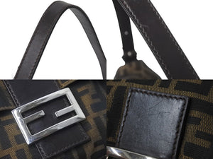 FENDI フェンディ ショルダーバッグ マンマバケット ズッカ柄 キャンバス ブラウン シルバー金具 美品 中古 57469