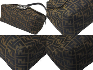 FENDI フェンディ ショルダーバッグ マンマバケット ズッカ柄 キャンバス ブラウン シルバー金具 美品 中古 57469