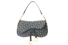 Load image into Gallery viewer, Christian Dior クリスチャンディオール ショルダーバッグ トロッター ダブルサドル ネイビー RU0091 良品 中古 57475