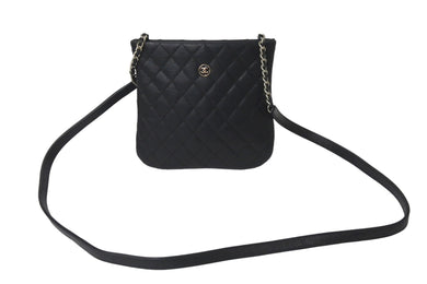 CHANEL シャネル ココマーク ミニショルダーバッグ キルティング 19番台 カーフ ブラック シルバー金具 美品 中古 57491