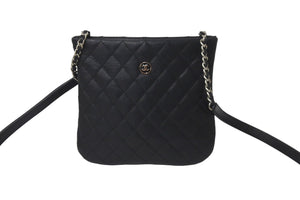 CHANEL シャネル ココマーク ミニショルダーバッグ キルティング 19番台 カーフ ブラック シルバー金具 美品 中古 57491