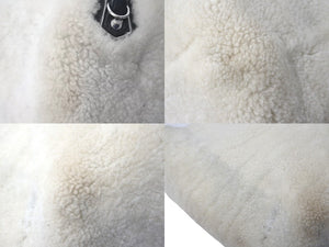 BALENCIAGA バレンシアガ トートバッグ ムートン レザー 671404 バルベススモール ホワイト ブラック シルバー金具 美品 中古 57519