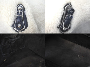 BALENCIAGA バレンシアガ トートバッグ ムートン レザー 671404 バルベススモール ホワイト ブラック シルバー金具 美品 中古 57519