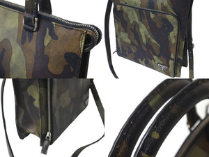 PRADA プラダ トートバッグ 2WAYトートバッグ カモフラージュ 迷彩 サフィアーノレザー VR0062 美品 中古 57526 