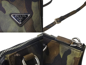 PRADA プラダ トートバッグ 2WAYトートバッグ カモフラージュ 迷彩 サフィアーノレザー VR0062 美品 中古 57526 