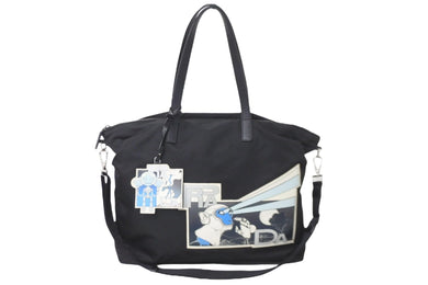 PRADA プラダ トートバッグ 2WAY コミックパッチ トライアングルロゴ ブラック 2VG024 シルバー金具 美品 中古 57528 