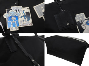PRADA プラダ トートバッグ 2WAY コミックパッチ トライアングルロゴ ブラック 2VG024 シルバー金具 美品 中古 57528 