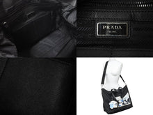 画像をギャラリービューアに読み込む, PRADA プラダ トートバッグ 2WAY コミックパッチ トライアングルロゴ ブラック 2VG024 シルバー金具 美品 中古 57528 