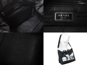PRADA プラダ トートバッグ 2WAY コミックパッチ トライアングルロゴ ブラック 2VG024 シルバー金具 美品 中古 57528 