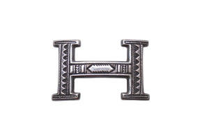 HERMES エルメス ベルト バックル トゥアレグ族 ボックスカーフ トゴ サイズ100 ブラック ブラウン シルバー金具 美品 中古 57546