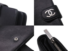 Load image into Gallery viewer, CHANEL シャネル セブルガライン 二つ折り財布 ミドルウォレット キャビアスキン ココマーク 15番台 ブラック 美品 中古 57548