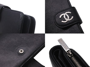 CHANEL シャネル セブルガライン 二つ折り財布 ミドルウォレット キャビアスキン ココマーク 15番台 ブラック 美品 中古 57548