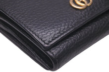 Load image into Gallery viewer, GUCCI グッチ 三つ折り財布 ウォレット 474746 CAO0G 5729 GGマーモント ダブルGロゴ レザー ブラック ゴールド 美品 中古 57552