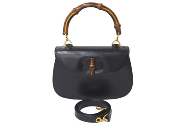 GUCCI グッチ バンブー 2WAY ショルダーバッグ 000 1227 0688 ブラック レザー ゴールド金具 ワンショルダー 美品 中古 57590