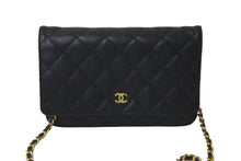 Load image into Gallery viewer, CHANEL シャネル ウォレットチェーンショルダーバッグ ココマーク A33814 18番台 2014 マトラッセ キャビアスキン 美品 中古 57592