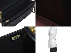 CHANEL シャネル ウォレットチェーンショルダーバッグ ココマーク A33814 18番台 2014 マトラッセ キャビアスキン 美品 中古 57592