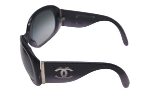 CHANEL シャネル サングラス アイウェア ココマーク ボストン型 63□19 125 プラスチック ブラック シルバー金具 美品 中古 57609