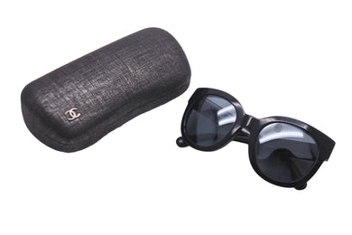 CHANEL シャネル サングラス アイウェア ココマーク ウェリントン型 53□23 140 プラスチック ブラック シルバー 美品 中古 57611