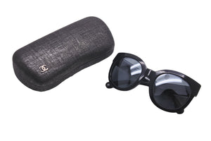 CHANEL シャネル サングラス アイウェア ココマーク ウェリントン型 53□23 140 プラスチック ブラック シルバー 美品 中古 57611