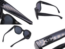 Load image into Gallery viewer, CHANEL シャネル サングラス アイウェア ココマーク ウェリントン型 53□23 140 プラスチック ブラック シルバー 美品 中古 57611
