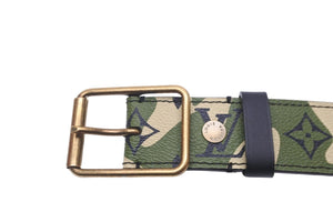 新品同様 LOUIS VUITTON ルイヴィトン ベルト サンチュール モノグラモフラージュ 村上隆 サイズ90 M9646U ゴールド金具 中古 57613