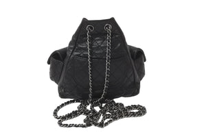 CHANEL シャネル チェーンリュック デイパック ココマーク マトラッセ 17番台 2013 ラムスキン ブラック シルバー 美品 中古 57630
