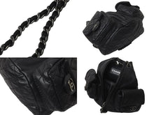 Load image into Gallery viewer, CHANEL シャネル チェーンリュック デイパック ココマーク マトラッセ 17番台 2013 ラムスキン ブラック シルバー 美品 中古 57630