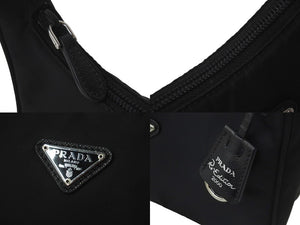極美品 PRADA プラダショルダーバッグ ホーボー RE-EDITION 1NE515 ナイロン ブラック シルバー金具 中古 57631 