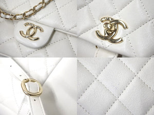 CHANEL シャネル チェーンリュック デイパック ココマーク AS2908 マトラッセ ラムスキン ホワイト ゴールド金具 美品 中古 57632