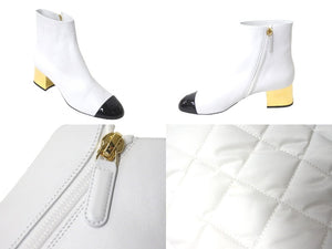 極美品 CHANEL シャネル ロングブーツ ココマーク 2WAY G38428Y55553 ホワイト サイズ38 ゴールド金具 中古 57641
