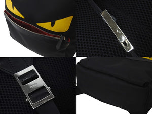 FENDI フェンディ リュック デイパック モンスターバッグバグズ 7VZ012 ナイロン ブラック イエロー シルバー金具 美品 中古 57645 